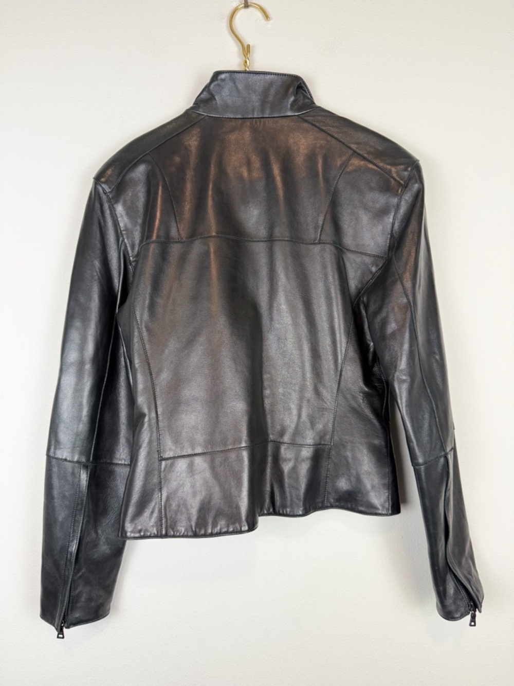 Vintage Andrew Marc New York Black Leather Zip Up Jacket Size Small - Picture 4 of 11